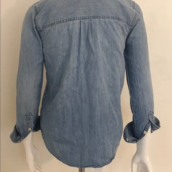 Madewell shrunken denim blue jean shirt top XS - Picture 4 of 8